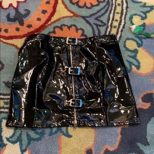 PVC goth mini pencil skirt